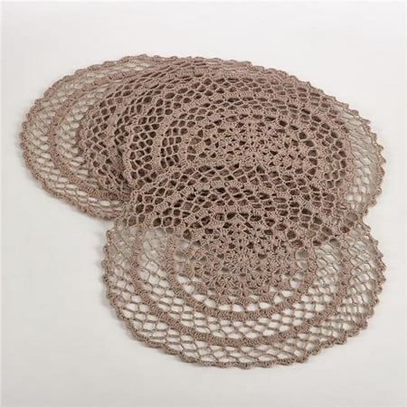 UPC 789323296702 product image for SARO 8005.T15R 15 in. Round Crochet Design Placemat - Taupe Set of 4 | upcitemdb.com