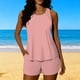 thumbnail image 1 of TaTaai Women‘s Tankini Swimsuit Set with Pockets， Padded Sports Top & Swim Shorts， Conservative Two Piece Bathing Suit for Beach & Pool Gift, 1 of 7