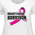 thumbnail image 4 of Inktastic Breast Cancer Survivor with Pink Ribbon Women's Plus Size T-Shirt, 4 of 5