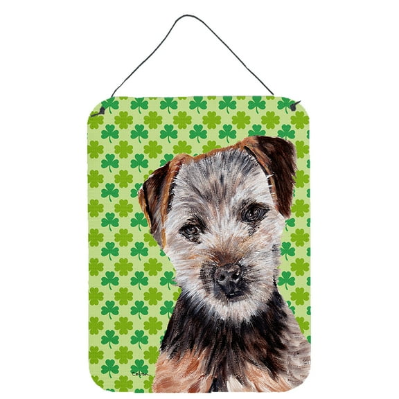 Norfolk Terrier Puppy Lucky Shamrock St. Patricks Day Wall or Door Hanging Prints