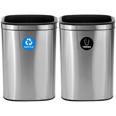 Alpine Industries Commercial Indoor Dual-Stream Recycling Station 10.5 Gallon Stainless Steel