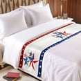thumbnail image 4 of Bed Runner Scarf for Queen Size Bed, 4th of July Beds Scarf Throws for Foot of Bedding, Independence Day Star American Flag Vintage Decorative Beds Runners for Bedroom Guestroom, 83"x20", 4 of 8