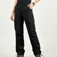 thumbnail image 6 of Women's Cargo Pants, Straight Leg Solid Trousers with Multi Pockets, Casual Long Pants for Work Outdoor Hiking Wear | VerBelle,Black L, 6 of 7