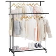 thumbnail image 1 of Calmootey Perchero de Doble Varilla para Ropa, Perchero para Colgar con Ruedas, Organizador de Ropa portátil para Dormitorio, Sala de Estar, Tienda de Ropa, Negro, 1 of 5