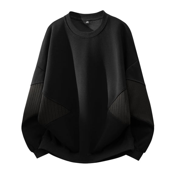 Mens Sweatshirt Classic Crew Neck Solid Hoodless Pullover Long Sleeve Basic Casual Top for Fall