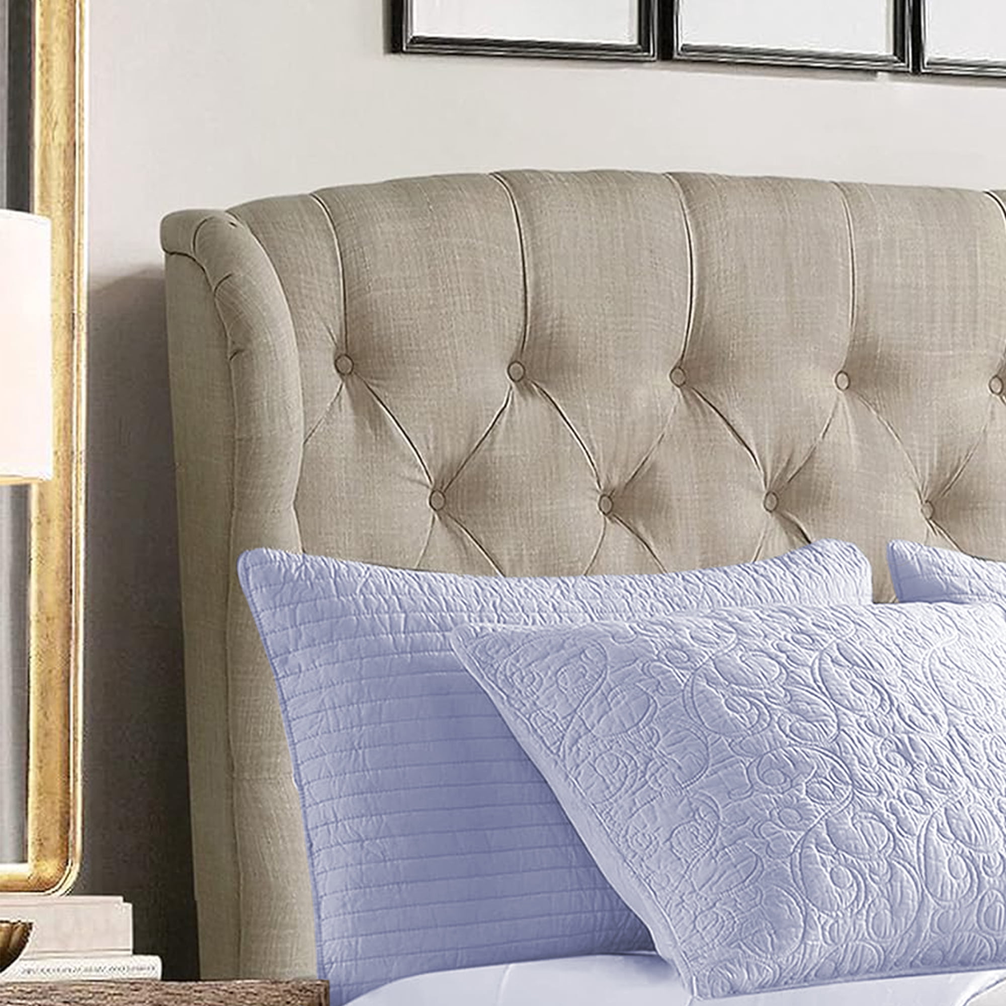 Queen Size Classical Bed Frame with Adjustable Button Tufted Headboard, Fabric Upholstered Platform Bed Frame for Bedroom, Strong Wooden Slat Support, Easy Assembly, Beige