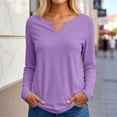 thumbnail image 2 of Bmisegm Long Sleeve Tops for Women V Neck Casual Blouse Loose Fit Solid Color Tops Everyday Womens Tops Purple M, 2 of 6