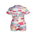 thumbnail image 3 of Summer Female Color Block  Collar Short Sleeve Romper with Waist Belt New Style, 3 of 9