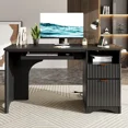 thumbnail image 2 of Bestier 55" Home Office Desk with Power Outlet & Keyboard Tray | Built-in USB Ports, File Drawer, Cable Management | Modern Computer Desk for Study, Gaming, Work, Blcak, 2 of 9