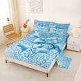 thumbnail image 2 of Erosebridal Kawaii Ribbon Bow Full Size Sheets 4-Piece For Girls,Blue Leopard Print Glitter Print Bed Sheets For Teens, 2 of 5