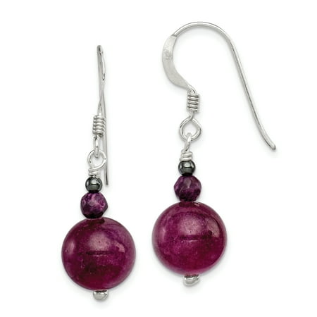 Purple Jade Drop - 925 Sterling Silver Purple Coral Hematite Jade Drop Dangle Chandelier Earrings Gifts For Women For Her