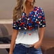 thumbnail image 4 of Blusas de Verano de las Mujeres Casual Gradiente Manga Corta V-Cuello Superior, Ligera Imitación de Tela de Estante para la Primavera Y el Verano Diario Y de Fiesta, 4 of 5