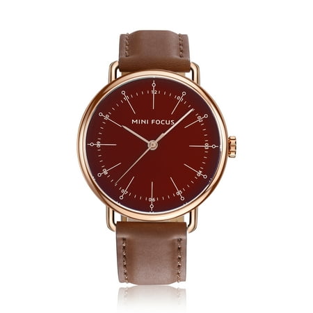 Mens Quartz Watch Gold Hands Leather Strap Simple Dial Design Business for Friends Lovers Best Holiday Gift (Best Business Casual Stores)