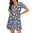 thumbnail image 1 of Balery Cute Baby Animals Camisón de manga corta con cuello redondo para mujer, cómodo y elegante., 1 of 6