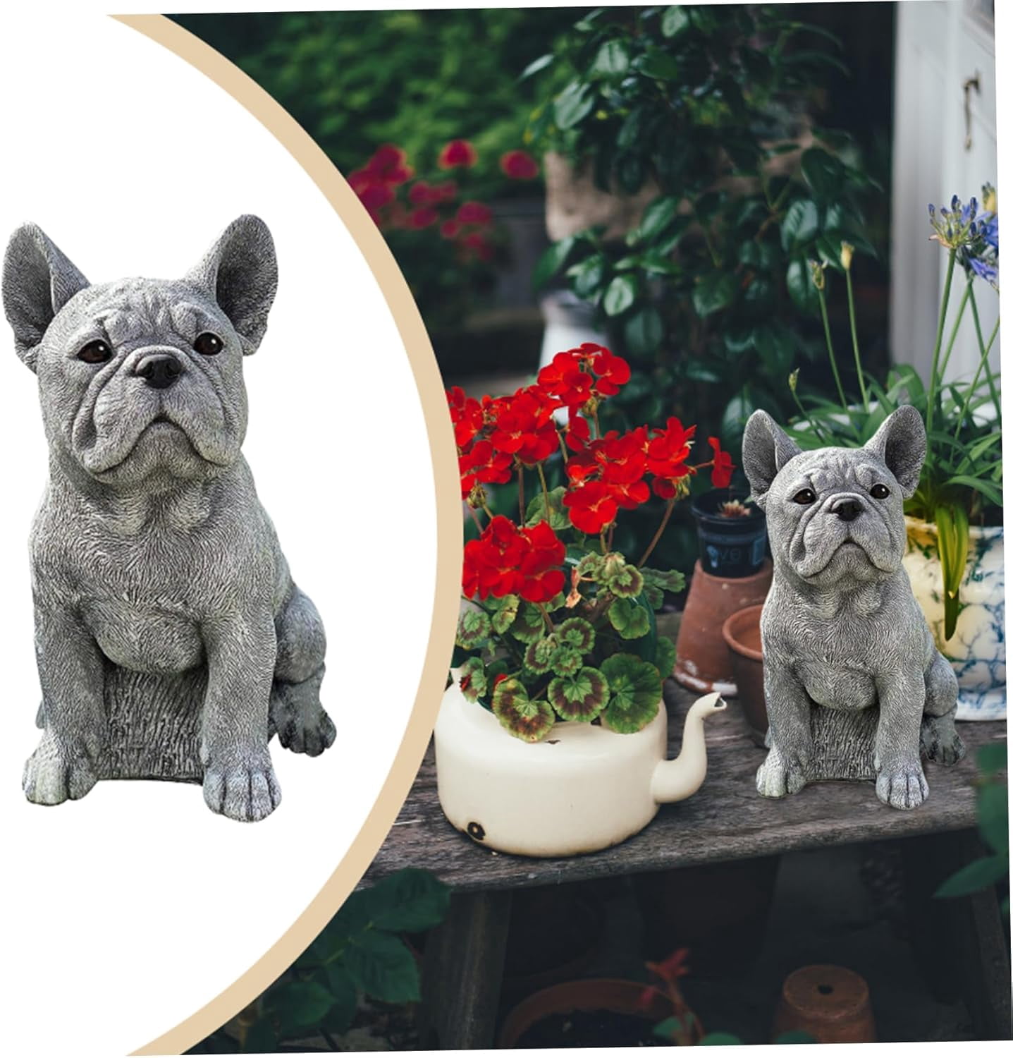 French Bulldog Resin Statue Garden Decor Indoor Outdoor Sculpture