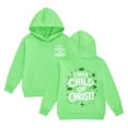 thumbnail image 4 of ZHOGXU Girls Casual Hooded Sweatshirt Cartoon Letter Print Long Sleeve Pullover Hoodie With Pocket For Kids School Clothes Outdoor Play Wear,Green,6-7 Years, 4 of 4
