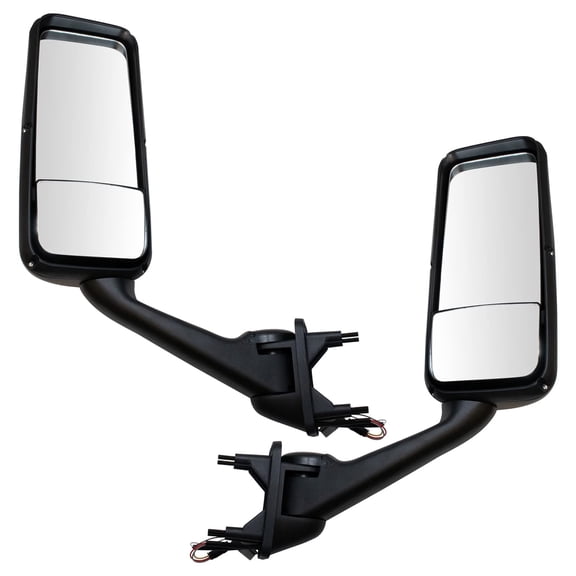 Exterior Side View Mirror Power Heated Black w/ Temp Sensor Pair for Kenworth MRA11439