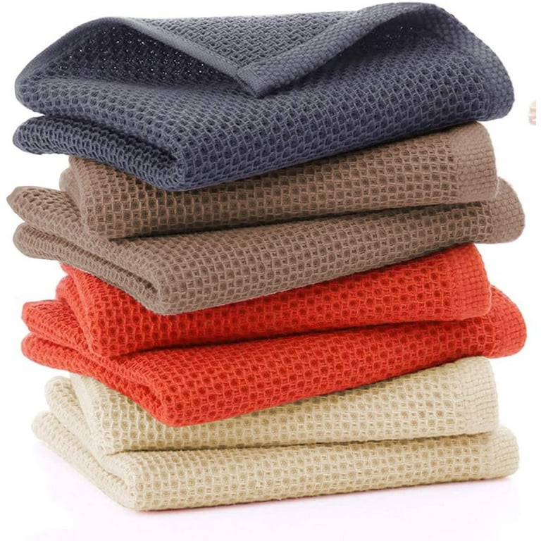 smiry 100% Cotton Waffle Weave Kitchen Dish Cloths, Ultra Soft Absorbent Quick Drying Dish Towels, 12x12 Inches, 6-Pack, Brick Red, Size: Dishcloth