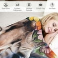 thumbnail image 3 of BCIIG Giraffe Flower Crown Smile Warm Lightweight Blanket Soft Fleece Blankets Throw Blanket Living Rooms Sofa Decor Cow Gifts All Seasons 40x50in, 3 of 6