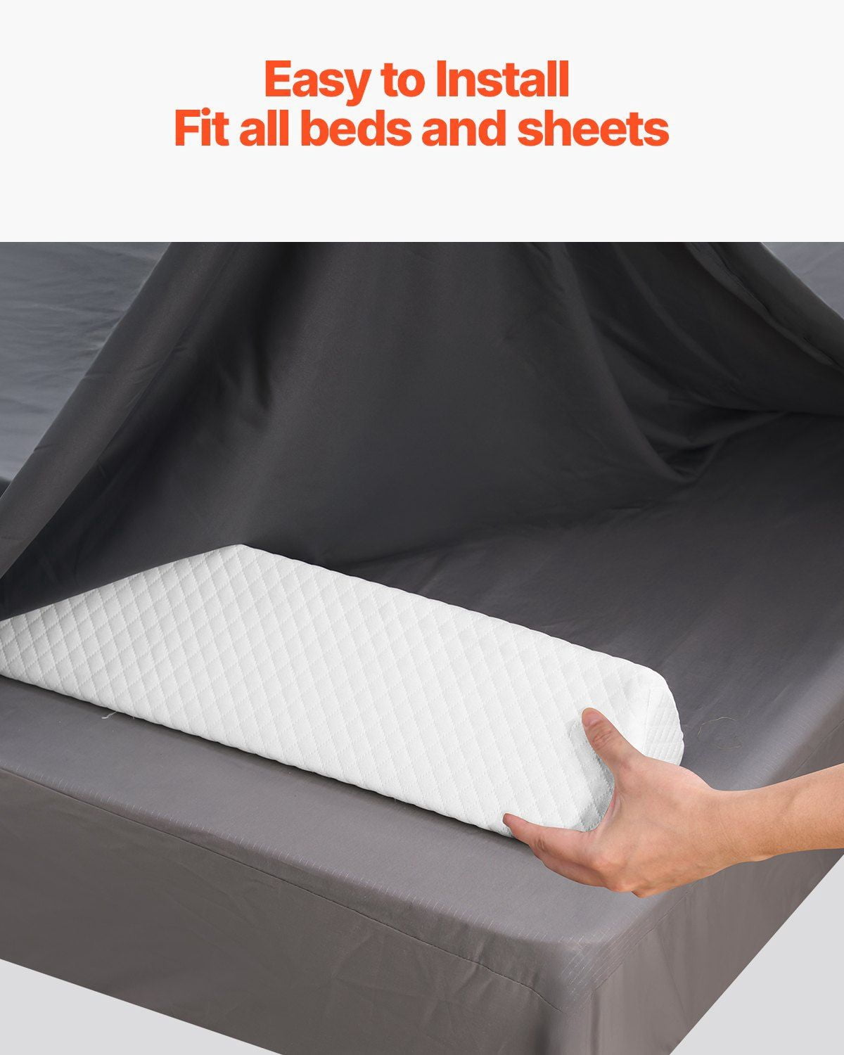 Toddlers Bed Bumper, 56-inch Non-Slip Bed Rail Bumper, High-Rebound Foam Bedrail Guard for Toddlers with Machine-Washable Cover for Twin, Full, Queen & King Beds, Lightweight and Travel-Friendly