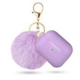 thumbnail image 1 of Airpods 3(2021), Apple Airpod 3rd Generation Women's Case, Air Pod 3rd Generation Charging Case Silicone Case with Pom Pom Keychain Accessory(Light purple), 1 of 5