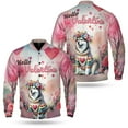 thumbnail image 3 of Hello Valentine’s Day Siberian Husky Flower Crown Romantic Pink Floral All Over Print 3D Baseball Jacket Husky Dog Lover Gifts Bomber Jacket Softball - 00031, 3 of 6