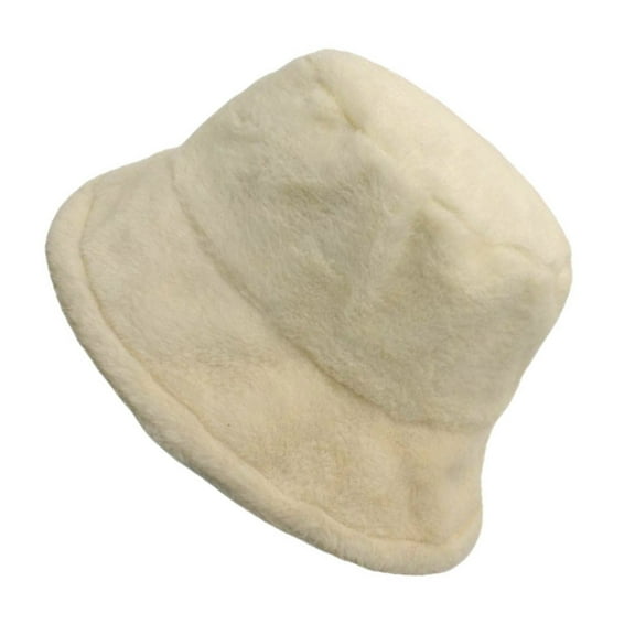 CFMIURAN Furry Hat, Women's Winter Thermal Bucket Hat - Windproof Solid Color Fisherman Hat for Cold Weather, Warm Lined Outdoor Travel Cap for Women and Girls