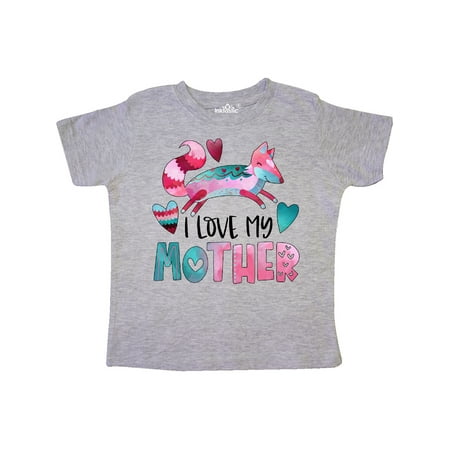 

Inktastic I Love My Mother Pink and Blue Fox with Hearts Gift Toddler Boy or Toddler Girl T-Shirt