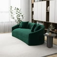 thumbnail image 4 of Ashcroft Mid Century Modern Velvet Japandi Style Tight Back Sofa with Pillows, Green, 4 of 6