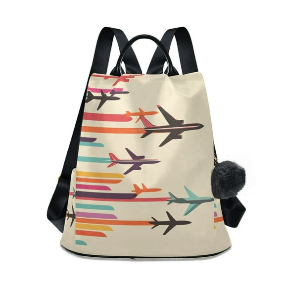 FORMRS Women's Travel Backpack Purse Anti-Theft Hidden Pockets Casual Shoulder Bag, Flying Planes