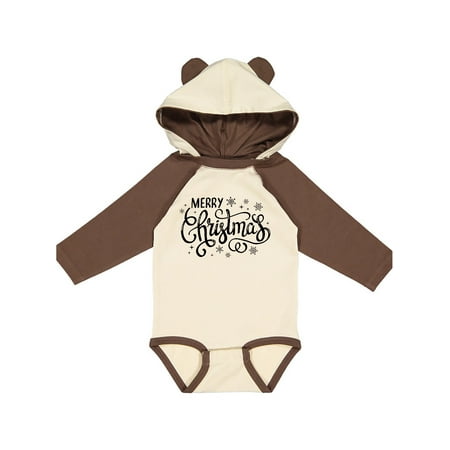 

Inktastic Merry Christmas Hand Lettering with Snowflakes in Black Gift Baby Boy or Baby Girl Long Sleeve Bodysuit