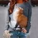 thumbnail image 2 of Sudadera de manga larga con estampado de cuello redondo para mujer Blusa informal Tops Pompotops  gfhjh3244, 2 of 4