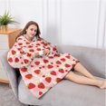 thumbnail image 5 of Oversized Wearable Blanket Hoodie,Red Strawberry Plants Fruit Dot Pink Pattern Sherpa Blanket Hoodie with Super Pockets,Super Warm Fuzzy Pullover for Women & Men, 5 of 6
