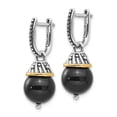 thumbnail image 4 of Auriga Fine Jewelry 925 Sterling Silver 14k Accent Antiqued Black Onyx Hinged Hoop Dangle Earrings for Women, 4 of 6