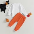 thumbnail image 4 of Okbabeha Toddler Baby Boys Halloween Outfit Long Sleeve Pumpkin Crewneck Sweatshirt Tops Jogger Pants Set Fall Clothes, 4 of 7