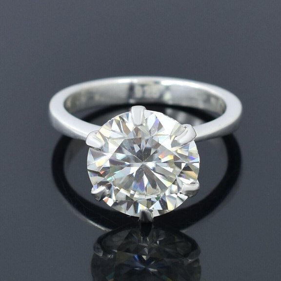 2Ct Lab Created Diamond Round Cut Solitaire Fancy Ring 14K White Gold Plated