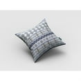 thumbnail image 3 of Flower Strips Suede Blown and Closed Pillow Navy and Teal on White 18"x18", 3 of 5