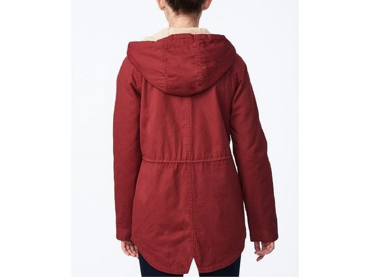 COLLECTIONB Womens Red Pocketed Zippered Hooded Anorak Button Down Jacket XS - image 2 of 3