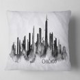 thumbnail image 2 of Designart Chicago Black Silhouette - Cityscape Painting Throw Pillow - 16x16, 2 of 5
