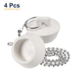 thumbnail image 4 of Uxcell 4Pcs Rubber Drain Stopper with Chain and Hanging Ring, Bathtub Drain Plug Fits 1-1/8 inch to 1-1/4 inch, Rubber Sink Stopper Drain Plug for Bathtub, Kitchen and Bathroom, White, 4 of 6