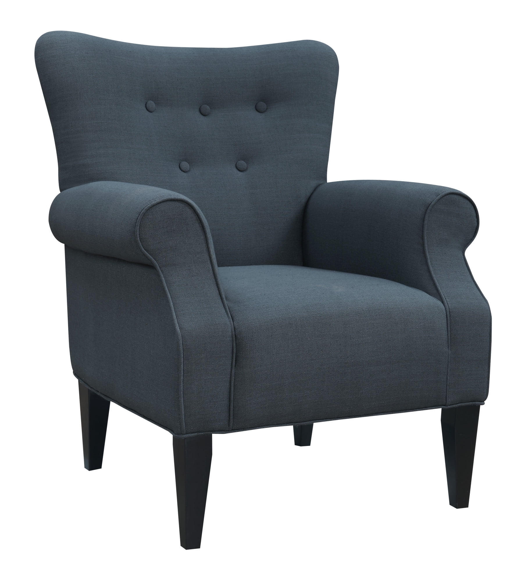 Emerald Home Lydia Navy Accent Chair with Button Tufting And Roll Arms