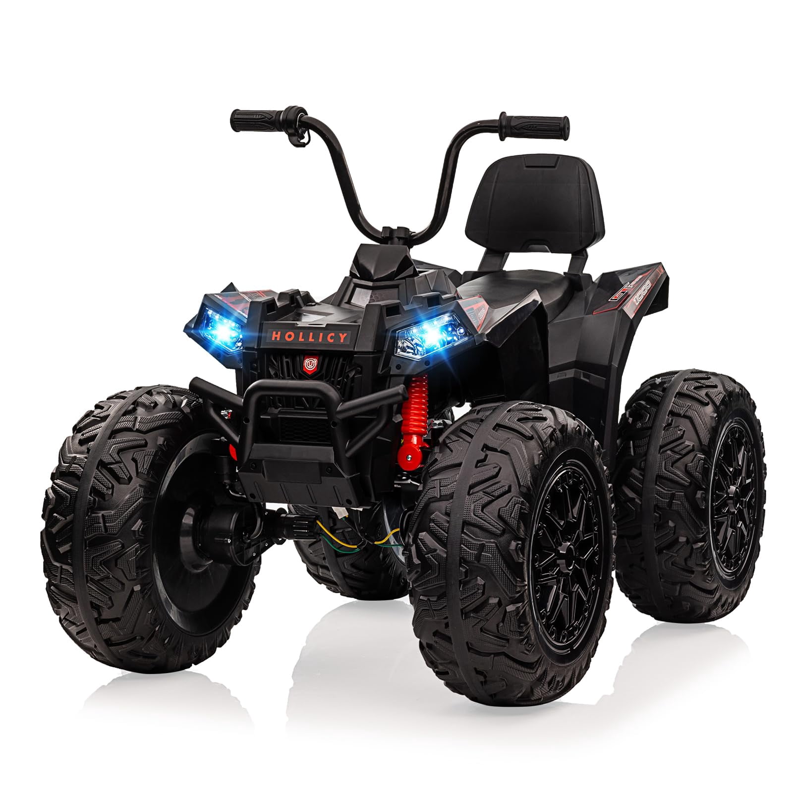 TROPOW Electric Ride On Cars with Remote Control,24V Two-Seater Kids ATV – 4x4 Electric 4-Wheeler Quad Ride-On Car Toy with 4x200W Motors, LED Lights, EVA Tires, Music, and Horn,