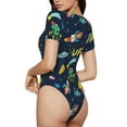 thumbnail image 3 of Easygdp Funny Spaceships Women's One-Piece Swimsuit Slim Fit Crew Neck Bodysuit Athletic Swimwear with Concealed Buckle - XX-Large, 3 of 9