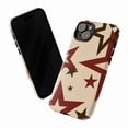 thumbnail image 3 of Bold Red Star Pattern Phone Case, Modern Geometric Beige & Brown Aesthetic Protective Cover for iPhone 16 15 14 13 12 11 Pro Max Plus Mini, 3 of 6