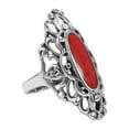 thumbnail image 2 of Heart Filigree Oval Red Coral .925 Silver Ring-9, 2 of 3