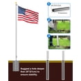 thumbnail image 3 of FIASON 1 Pack 20FT Silver Sectional Flag Pole Kit for Outside, Aluminium Garden Flag Pole Stand with 2 Flags, Rope and Clips for Festival, Yard, House, Residential and Commercial Use, 3 of 7