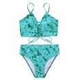 thumbnail image 3 of HBYJLZYG Bikini Sets For Women, Bikini Print Bandage Two-Piece Swimwear Swimsuit Beachwear Set, 3 of 8