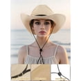 thumbnail image 5 of Deago Straw Cowboy Hats for Men Women Classic Western Cowgirl Hat Wide Brim Fedora Beach Sun Hat, Beige, 5 of 8