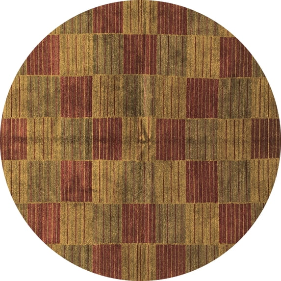 Ahgly Company Indoor Round Checkered Brown Modern Area Rugs, 8' Round