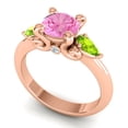 thumbnail image 2 of Diamond-Capitals 2.50 Carat Elegant Round Cut Pink Sapphire & Peridot Gemstone 3 Stone Ring for Anniversary Gift 18K Rose Gold Size 10, 2 of 8